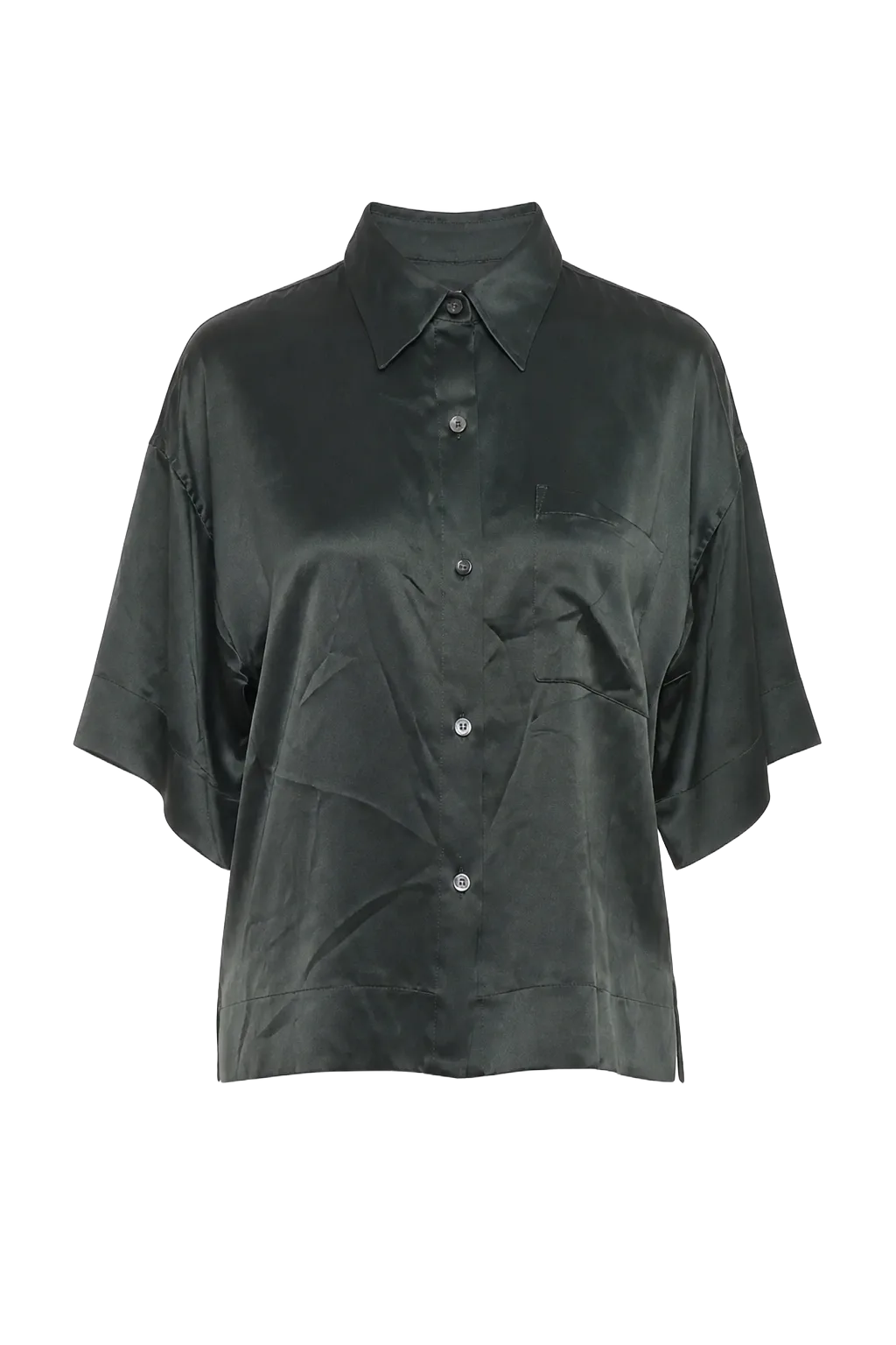 Theory Green Silk Cropped Top | The Dressy Silk Blouse, Relover