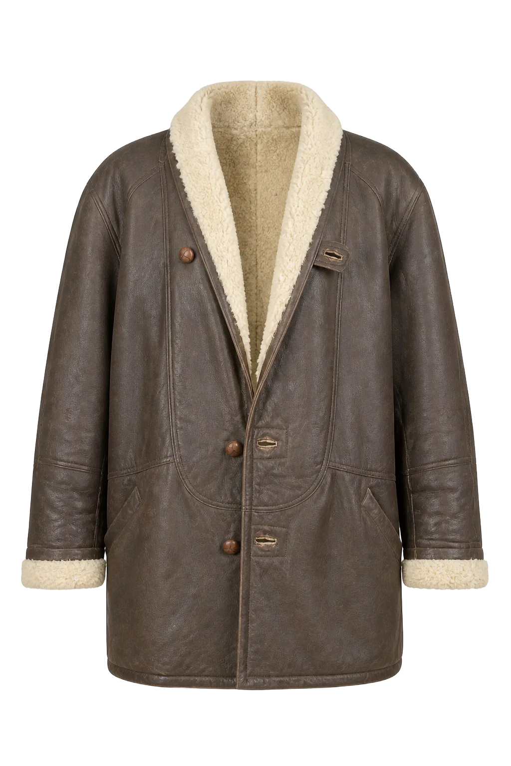 Vintage Brown Leather Wrap Outerwear | The Weight of Winter, Relover
